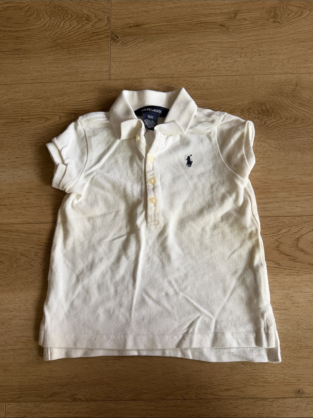 Ralph Lauren Cream Polo with Navy Pony Embroidery size 3/3T